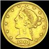 Image 1 : 1901 Liberty Head Half Eagle $5 CLOSELY UNCIRCULATED