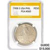 1908-S USA-Phil One Peso PGA MS65
