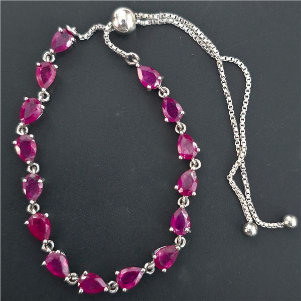 SILVER RUBY(3.9CT) RHODIUM PLATED BRACELET (~WEIGHT 6G)