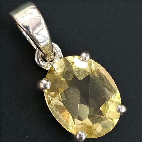 SILVER LEMON QUARTZ(2.7CT) RHODIUM PLATED PENDANT (~WEIGHT 1.85G)