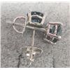 Image 2 : 14K WHITE GOLD LAB BLUE DIAMOND 1.4CT 1.43G  EARRINGS (~LENGTH 0INCHES), MADE IN CANADA,
