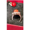 Image 2 : PAIR OF RED CORAL EARRINGS AND RING