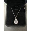 Image 1 : 925S 4.0CT SIMULATED DIAMOND (CZ) TEARDROP NECKLACE, ADJUSTABLE 16.5" TO 18" LONG - MOUNTED IN 925