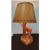 Image 2 : HAND CARVED DEER MOTIF TABLE LAMP WITH SHADE BY ANDRE DUBE