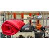Image 1 : SHELF OF ASSORTED ITEMS INCLUDING; BLOW-VAC MINI, SWISSGEAR LAMP, AIR MATTRESS, HATCHET & MORE