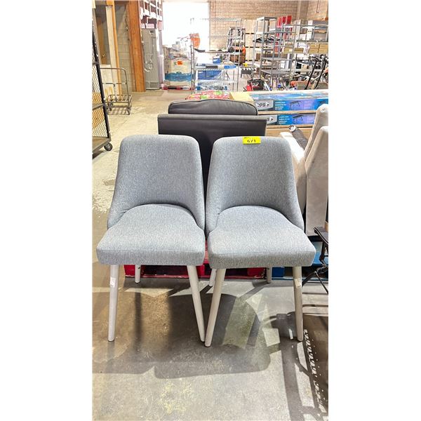 PAIR OF GREY UPHOLSTERED COUNTER STOOLS - 24"H TO SEAT