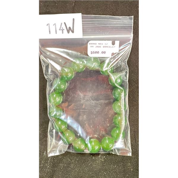 12MM JADE BEAD BRACELET LISTED RETAIL $600
