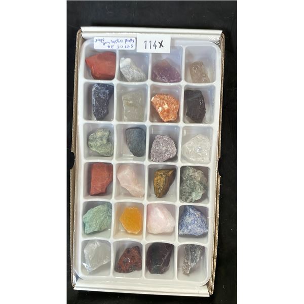 SET OF 24 MIXED LABELED CRYSTALS