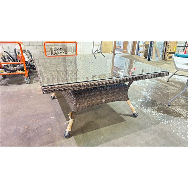 *NEW IN BOX* RATANA HAVANA CLUB 60" X 60" X 30" SQUARE GLASS TOP PATIO TABLE