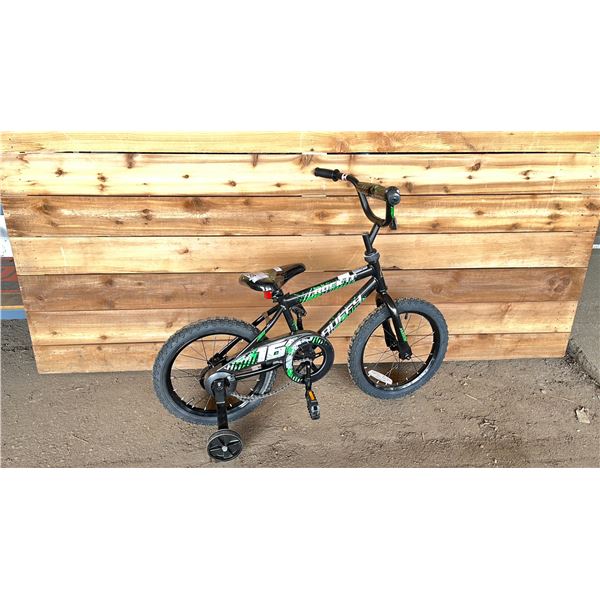 HUFFY ROCK IT 16 SINGLE SPEED KIDS BIKE WITH TRAINING WHEELS