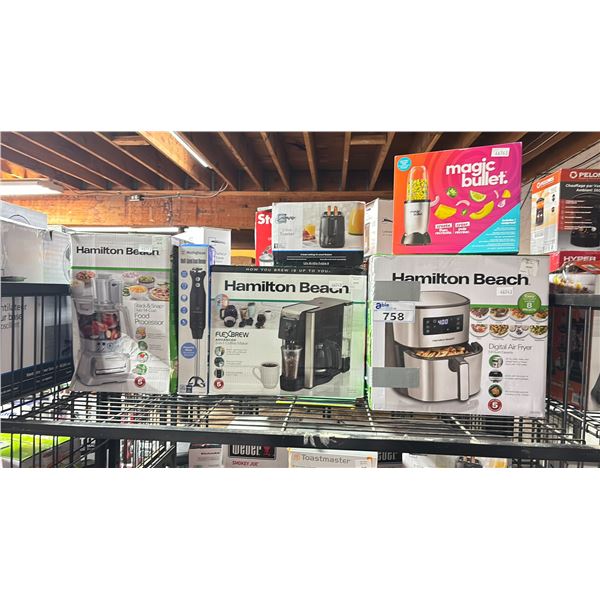 SMALL APPLIANCES INCLUDING 5.9 QUART DIGITAL AIR FRYER, MAGIC BULLET, 2 SLCIE TOASTER, HAMILTON