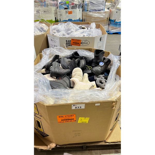 BIN OF ASSORTED NEW SHOES - RETAIL VALUE $4139.54