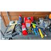 Image 2 : ASSORTED BATTERY CHARGERS, HEATERS, VICE, SMALL HAND TOOLS & MORE