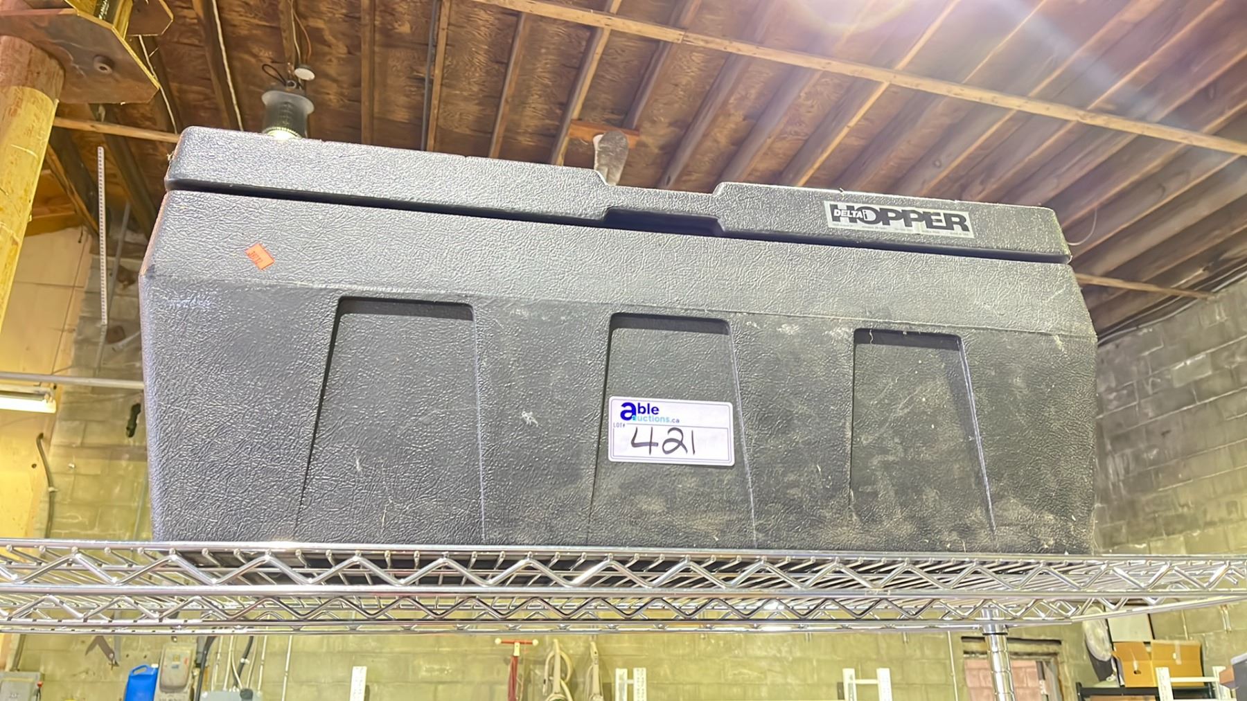 BLACK PLASTIC DELTA I HOPPER TOOL STORAGE CHEST - Able Auctions