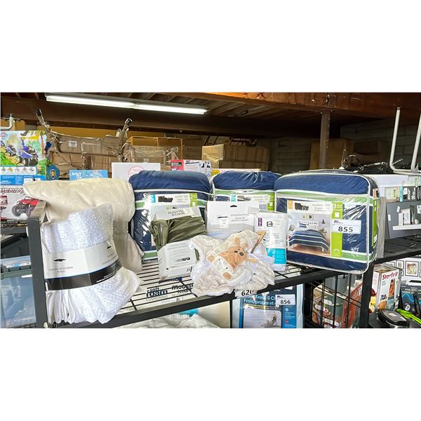 ASSORTED COMFORTERS, TOWELS, CURTAIN PANELS & THROW BLANKET