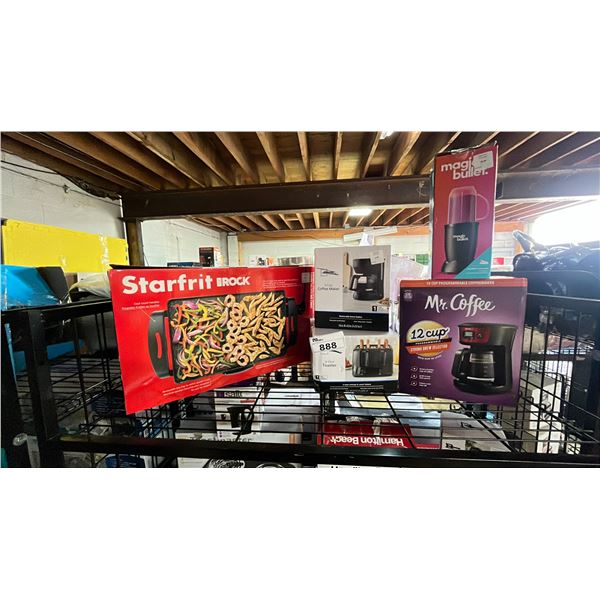19" 13" ELECTRIC GRIDDLE, 5 CUP COFFEE MAKER, 12 CUP COFFEE MAKER, MAGIC BULLET & 4 SLICE TOASTER