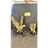 Image 1 : 2 BRASS SCULPTURES OF EAGLE 7" X 9.5" & 3" X 5.5"
