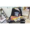 Image 1 : BIN OF ASSORTED ITEMS INCLUDING; GILLETTE MACH 3 REPLACEMENT BLADES, HOCKEY PENNANTS, POKEMON CARDS