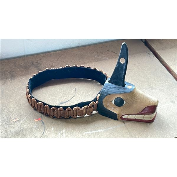 FIRST NATIONS HAND CARVED WOLF DANCE HAT