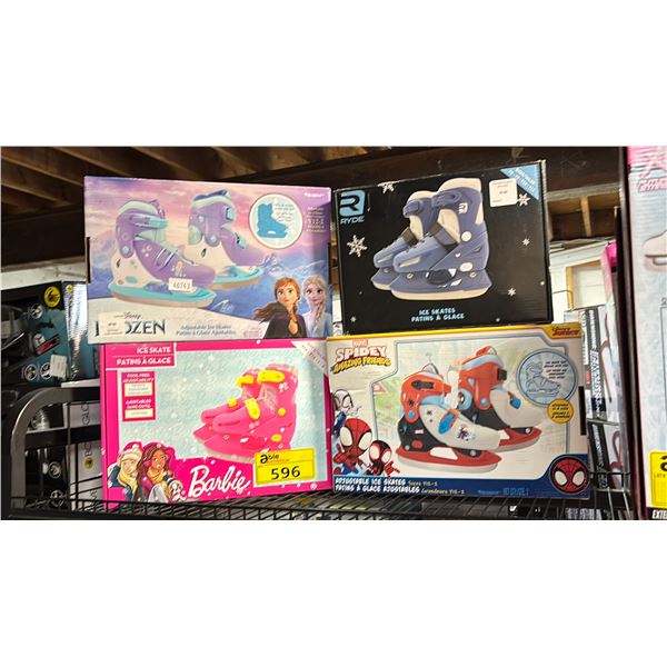 4 PAIRS OF ASSORTED ICE SKATES