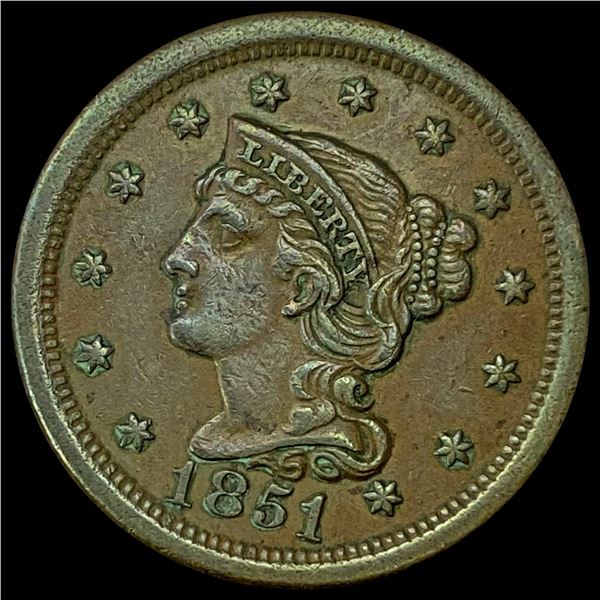 1851 Braided Hair Large Cent CLOSELY UNCIRCULATED