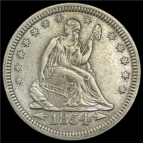 1854 Arrows Seated Liberty Quarter CLOSELY UNCIRCULATED