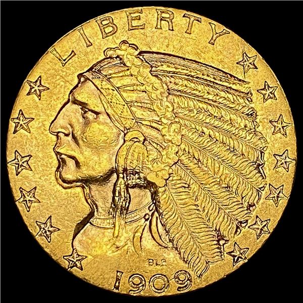 1909 Indian Head Half Eagle $5 CLOSELY UNCIRCULATED