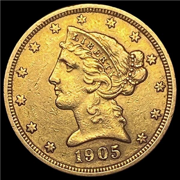 1905-S Liberty Head Half Eagle CLOSELY UNCIRCULATED