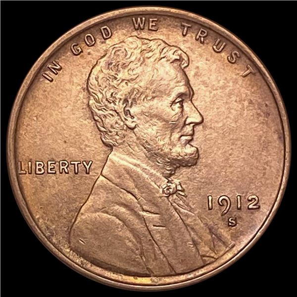 1912-S Lincoln Wheat Cent CHOICE AU