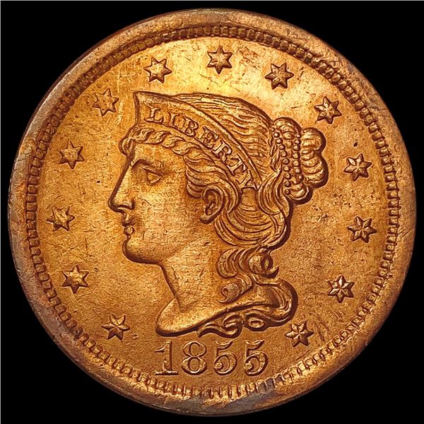 1855 RED Braided Hair Large Cent UNCIRCULATED