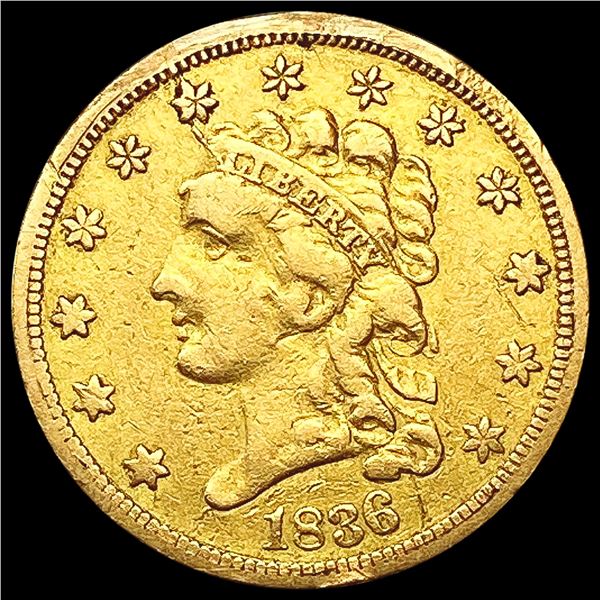 1836 $2.50 Gold Quarter Eagle LIGHTLY CIRCULATED