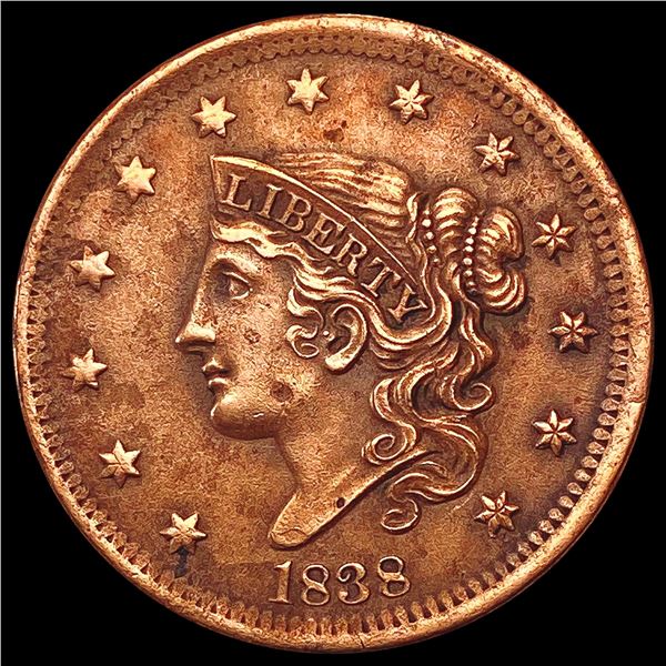 1838 Coronet Head Large Cent CLOSELY UNCIRCULATED