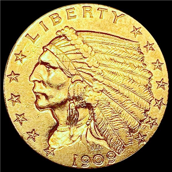 1909 $2.50 Gold Quarter Eagle CLOSELY UNCIRCULATED