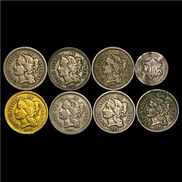 These are U.S. Three-Cent Nickels from v NICELY CIRCULATED