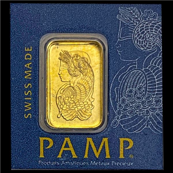 These images show a PAMP Suisse 1g Gold UNCIRCULATED