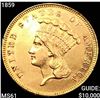 Image 1 : 1859 $3 Gold Piece UNCIRCULATED