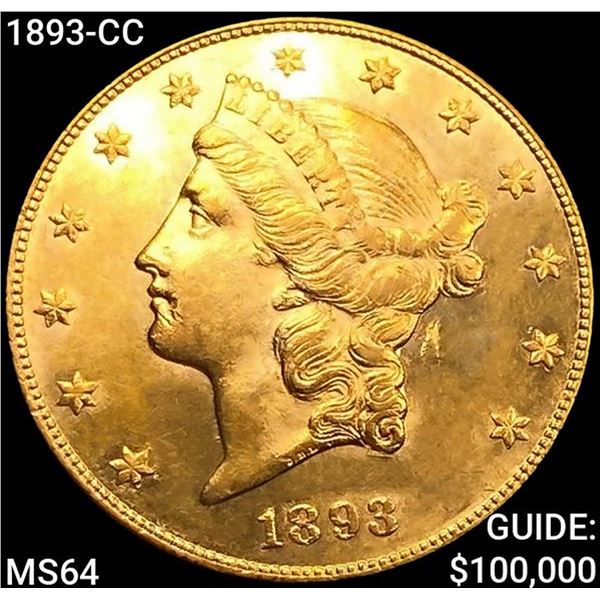 1893-CC $20 Gold Double Eagle CHOICE BU