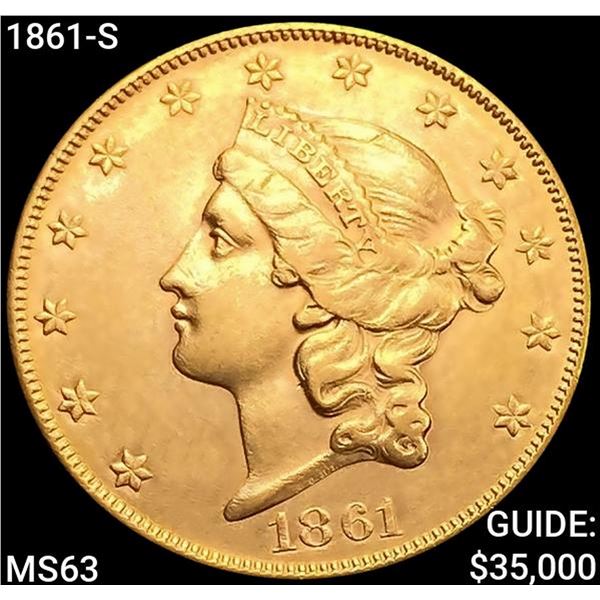 1861-S $20 Gold Double Eagle CHOICE BU