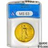 1908 $20 Gold Double Eagle ANACS MS63 No Motto