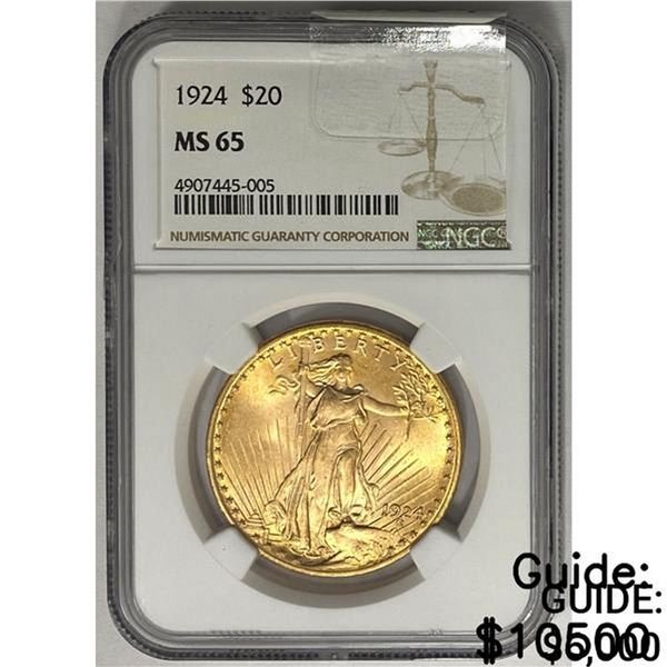 1924 $20 Gold Double Eagle NGC MS65