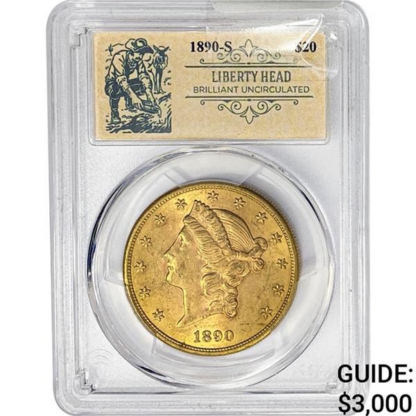 1890-S $20 Gold Double Eagle PCGS BRILLANTUNC