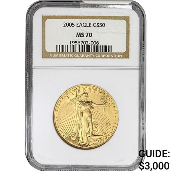 2005 $50 American Gold Eagle 1 OZ NGC MS70