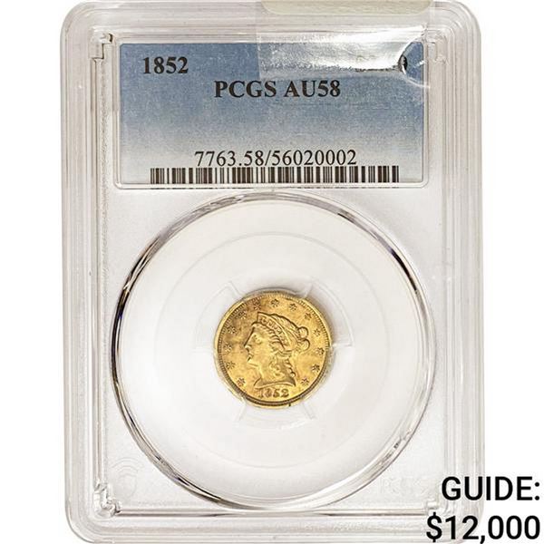 1852 $2.50 Gold Quarter Eagle PCGS AU58