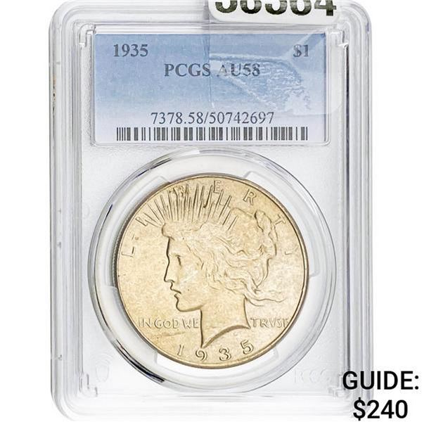 1935 $1 Peace Dollar PCGS AU58