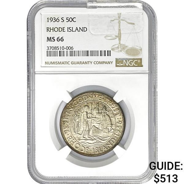 1936-S 50C Rhode Island NGC MS66