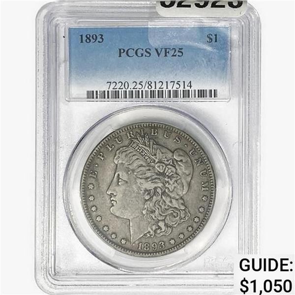 1893 Morgan Silver Dollar PCGS VF25