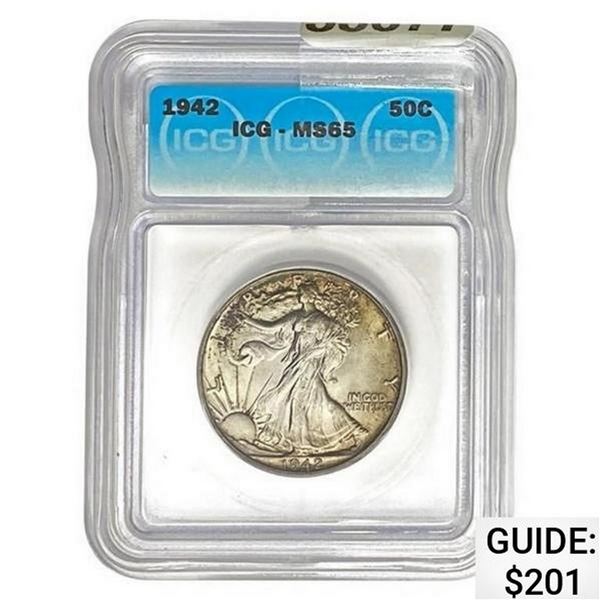 1942 Walking Liberty Half Dollar ICG MS65