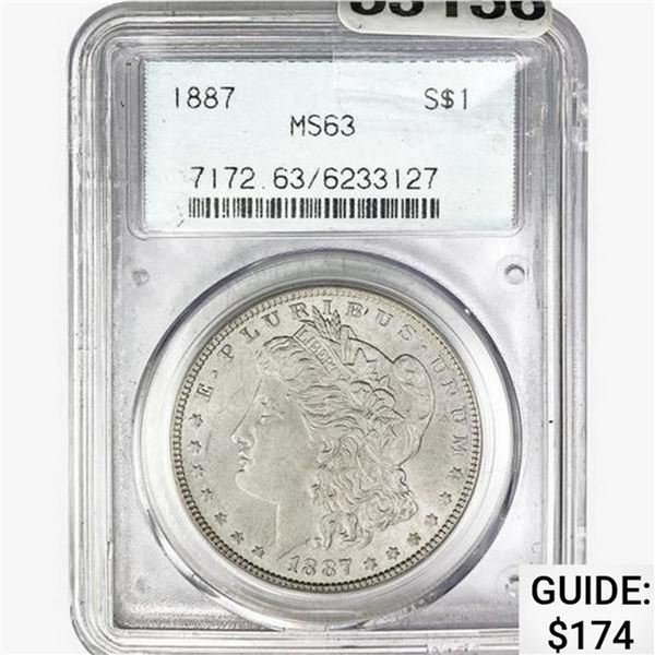 1887 Morgan Silver Dollar PCGS MS63
