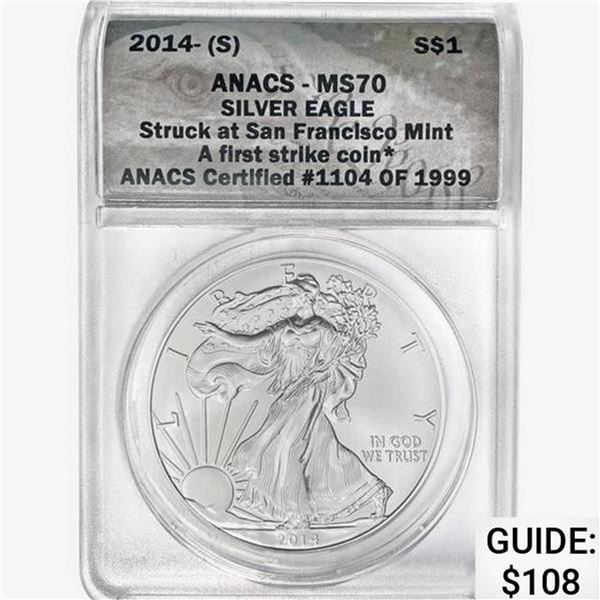 2014-S Silver Eagle ANACS MS70