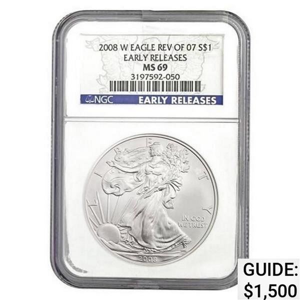 2008-W REV 07 Silver Eagle NGC MS69